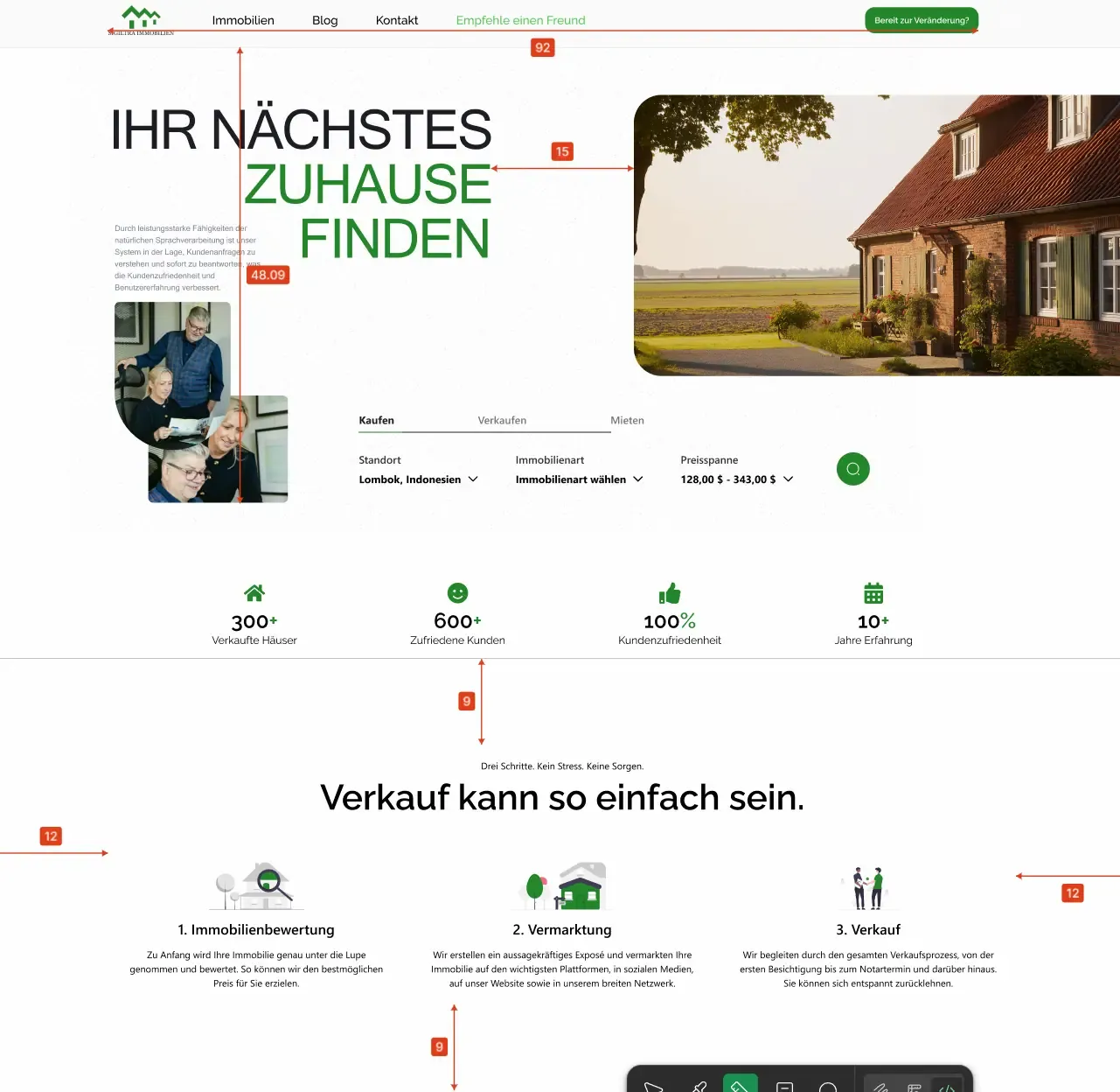Ein Bildausschnitt aus Figma zeigt den Designprozess von sigiltra-immobilien.de