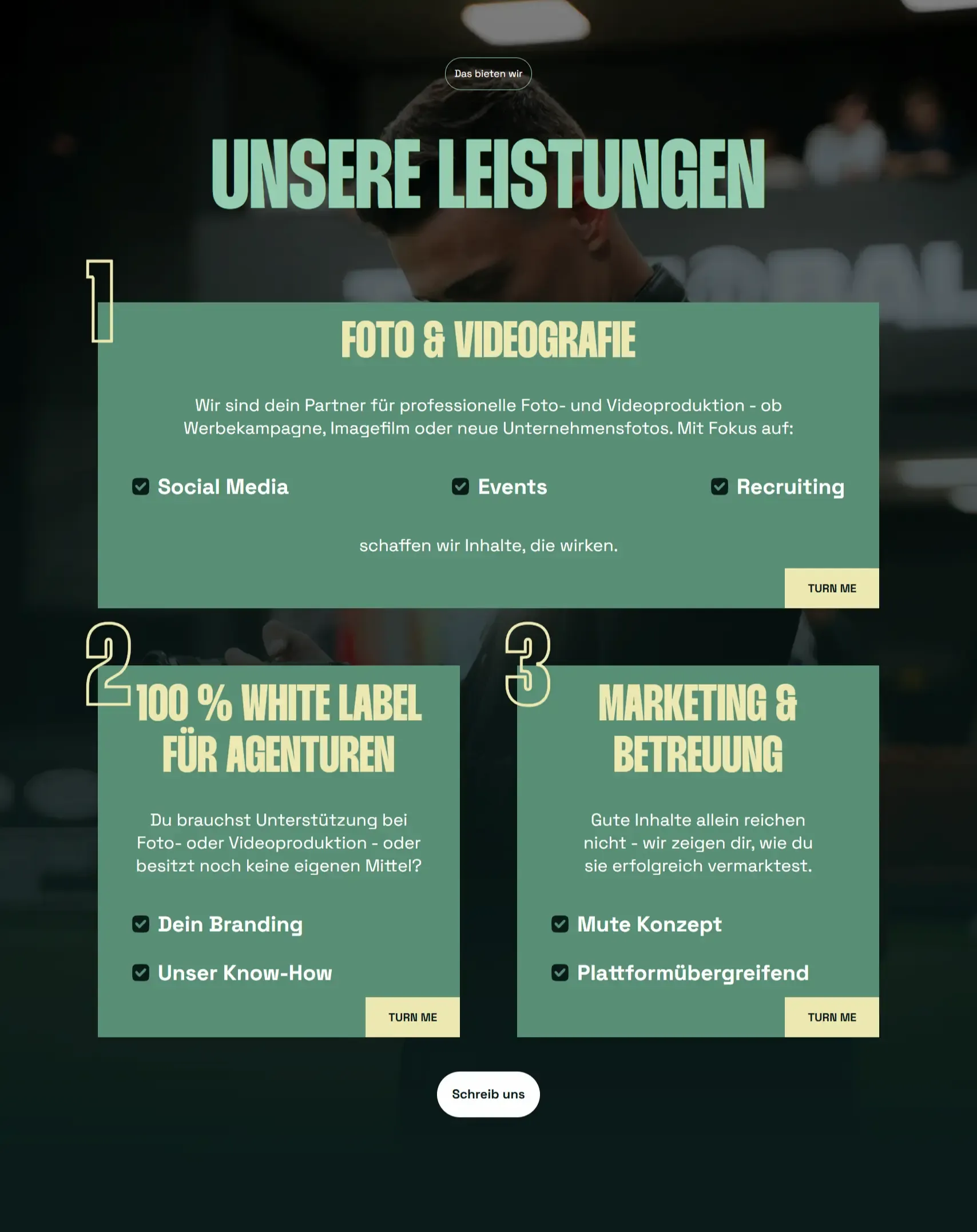 Die Leistungen des Video-/Fotografen Timo Mura