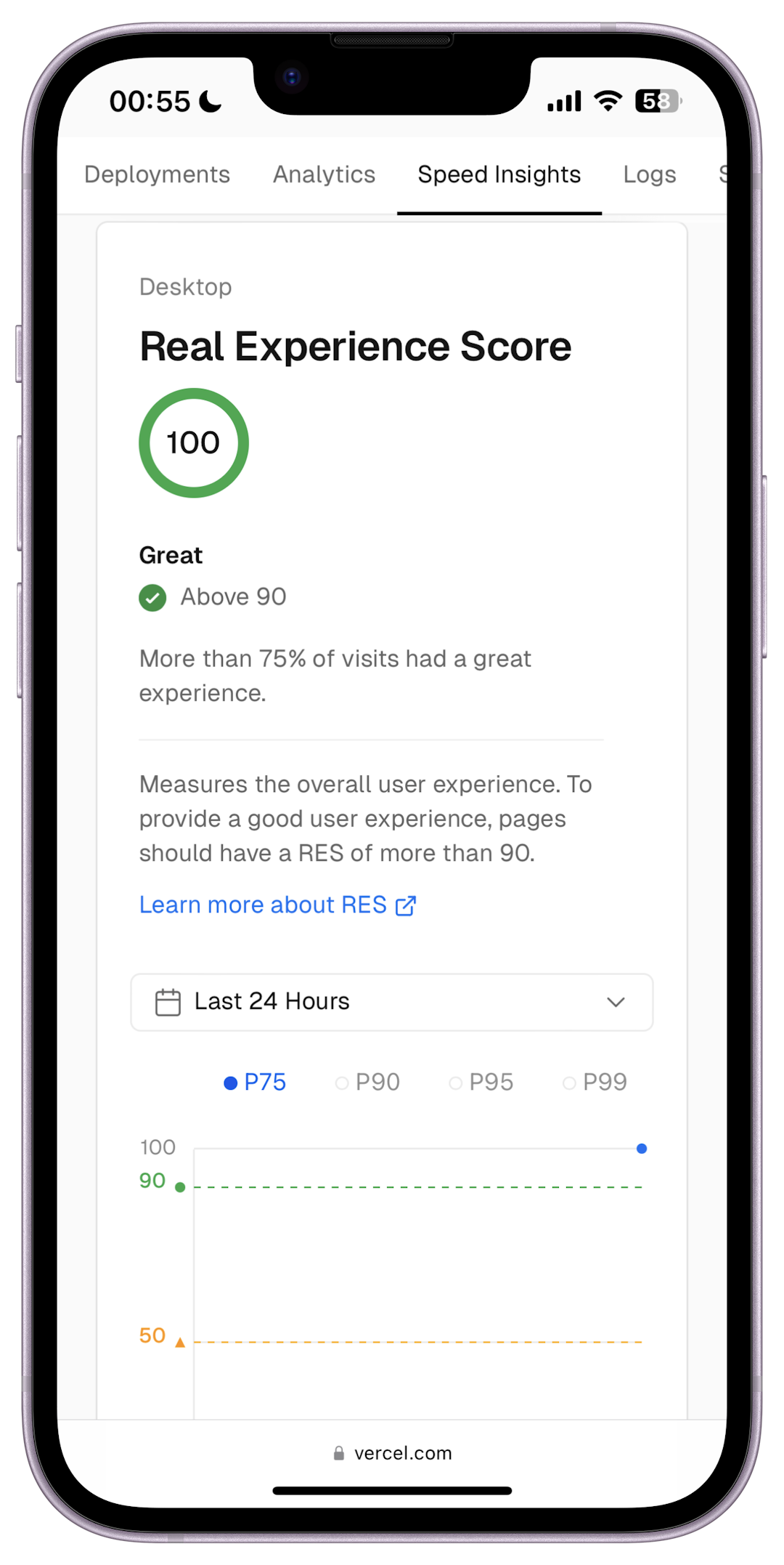 Smartphone Mockup showing Speed Insights for SEO Optimization